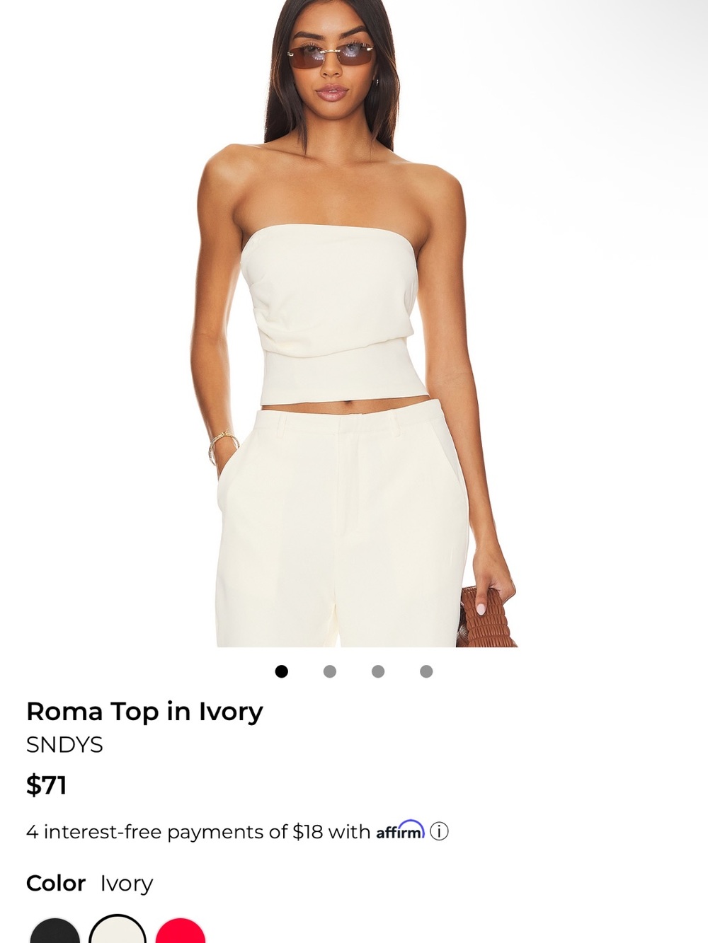 SNDSY Ivory Strapless Tube Crop Top